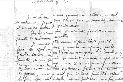 lettre écrite par Jeanne